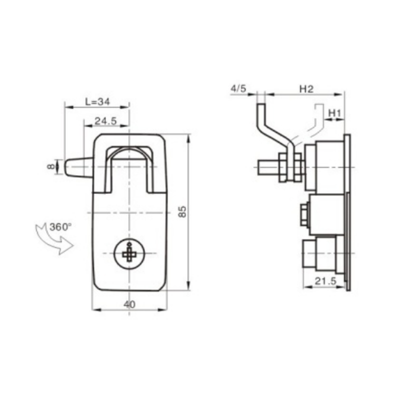 Tipo fechamento da compressão de MS726-2 236g do armário com cilindro do fechamento Tipo fechamento da compressão de MS726-2 236g do armário com cilindro do fechamento